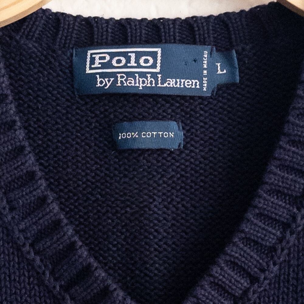 Polo Ralph Lauren Navy Pullover V-Neck Sweater Vest Size Large - Picture 4 of 4
